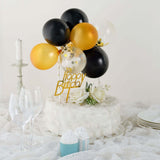 11 Pcs | Confetti Balloon Garland Cloud Cake Topper, Mini Cake Decorations - Black, Clear & Gold