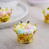 12 Pack | Gold Fillable Mini Crown Party Favor Candy Treat Containers - 3Inch