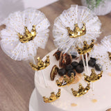 9 Pack | Gold Sequin Crown & Tutu Cupcake Cake Toppers, Princess Party Decor Supplies