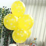 25 Pack | 12inch Yellow & White Fun Polka Dot Latex Party Balloons