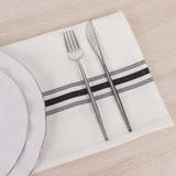 10 Pack White Spun Polyester Cloth Napkins with Black Reverse Stripes