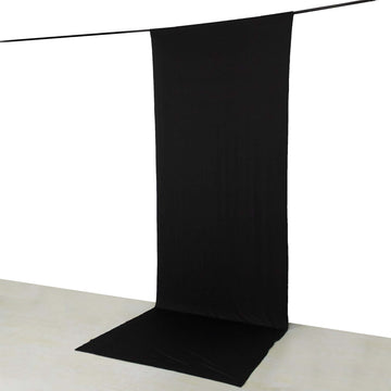 Black 4-Way Stretch Spandex Event Curtain Drapes, Wrinkle Free Backdrop Event Panel with Rod Pockets - 5ftx14ft