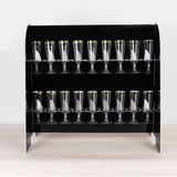 25" Glossy Black 18 Champagne Glass Display Stand, 2-Tier Table Top Cocktail Rack