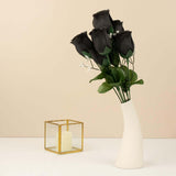 12 Bushes | Black Artificial Premium Silk Flower Rose Buds | 84 Rose Buds