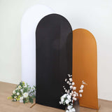 6ft Matte Black Spandex Fitted Chiara Backdrop Stand Cover For Round Top Wedding Arch