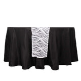 12x108inch White Black Wave Mesh Table Runner With Embroidered Sequins