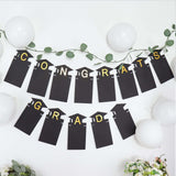 Black & Gold Congrats Grad Paper Photo Backdrop Hanging Garland Banner