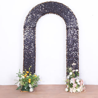 Black Double Sided Big Payette Sequin Open Arch Wedding Arch Cover