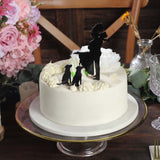 7inch Black Acrylic Bride and Groom With Two Pet Dogs Cake Toppers