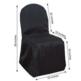 Black Polyester Banquet Chair Cover, Reusable Stain Resistant Slip On Chair Cover