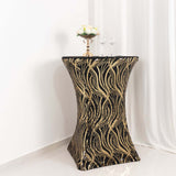 Black Gold Wave Embroidered Sequin Cocktail Spandex Table Cover