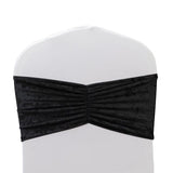 5 Pack Premium Crushed Velvet Chair Sashes Black Wide Ruffle Style