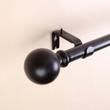 42-126inch Adjustable Curtain Rod Sets, Black, Round Finials