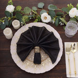 5 Pack Black Shimmer Sequin Dots Polyester Table Napkins, Reusable Sparkle Glitter Cloth Dinner