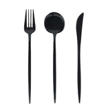 60 Pack Plastic Silverware Set, Black Heavy Duty Disposable Sleek Utensil Cutlery#whtbkgd