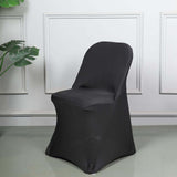 Black Spandex Stretch Fitted Folding Slip On Chair Cover - 160 GSM