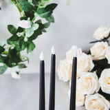 Set of 3 | 11 inch Black Flickering Flameless Battery Operated LED Taper Candles