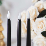 Set of 3 | 11 inch Black Flickering Flameless Battery Operated LED Taper Candles