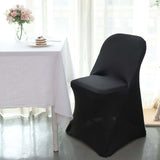 Black Spandex Stretch Fitted Folding Slip On Chair Cover - 160 GSM