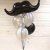 31" Black Mustache Shaped Mylar Balloon, Foil Party Balloons