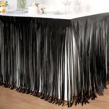 30inch x 9FT Metallic Foil Fringe Table Skirt, Self Adhesive Party Table Skirt - Black