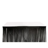 30inch x 9FT Metallic Foil Fringe Table Skirt, Self Adhesive Party Table Skirt - Black