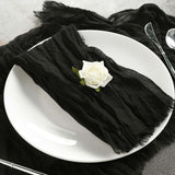 5 Pack | Black Gauze Cheesecloth Boho Dinner Napkins | 24x19Inch