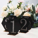 5 Pack | 5inch Black / Gold Acrylic Hexagon Wedding Table Sign Holders, Number Stands