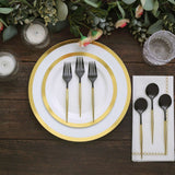 24 Pack | 6inch Black / Gold Premium Disposable Fork / Spoon Silverware Set