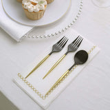 24 Pack | 6inch Black / Gold Premium Disposable Fork / Spoon Silverware Set