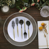 24 Pack | 6inch Black / Gold Premium Disposable Fork / Spoon Silverware Set