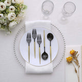 24 Pack | 6inch Black / Gold Premium Disposable Fork / Spoon Silverware Set