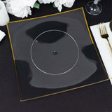 10 Pack | 10inch Clear / Gold Concave Modern Square Plastic Dinner Plates, Disposable Party Plates
