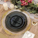 10 Pack | 9inch Black / Gold Scalloped Rim Disposable Dinner Plates