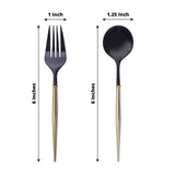 24 Pack | 6inch Black / Gold Premium Disposable Fork / Spoon Silverware Set