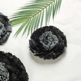 6 Multi Size Pack | Carnation Charcoal Grey Dual Tone 3D Wall Flowers Giant Tissue Paper Flowers - 12",16",20"