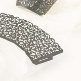 25 Pack | Black Lace Laser Cut Paper Cupcake Wrappers, Muffin Baking Cup Trays