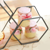  2-Tier Hexagon Floating Shelf, Dessert Display Stand With Black Double Geometric Design