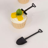 100 Pack Black Mini Shovel Plastic Ice Cream Spoons, 4.5inch Disposable Dessert Spoons