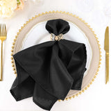 5 Pack | Black Seamless Cloth Dinner Napkins, Reusable Linen | 20inchx20inch