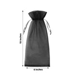 Black organza gift bag, 15 inches by 6 inches, with drawstring closure.