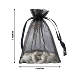 10 Pack | 5x7inch Black Organza Drawstring Wedding Party Favor Gift Bags