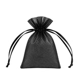 Black drawstring organza gift pouch on white background#whtbkgd