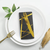 20 Pack | 3 Ply Metallic Gold Streaks Design Black Paper Dinner Napkins | Wedding Cocktail Napkins