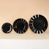 6inch Black Heavy Duty Disposable Salad Plates with Gold Ruffled Rim, Disposable Dessert Dinnerware