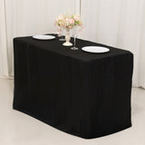 Black Fitted Polyester Rectangular Tablecloth 4ft for 48x24x42inch Tables