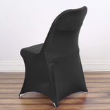 Black Spandex Stretch Fitted Folding Slip On Chair Cover - 160 GSM