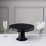 4 Pack | 13inch Black Round Footed Reusable Plastic Pedestal Cake Stands