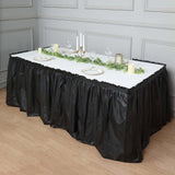 14ft Black Ruffled Plastic Disposable Table Skirt, Waterproof Outdoor/Indoor Table Drape