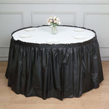 14ft Black Ruffled Plastic Disposable Table Skirt, Waterproof Outdoor/Indoor Table Drape